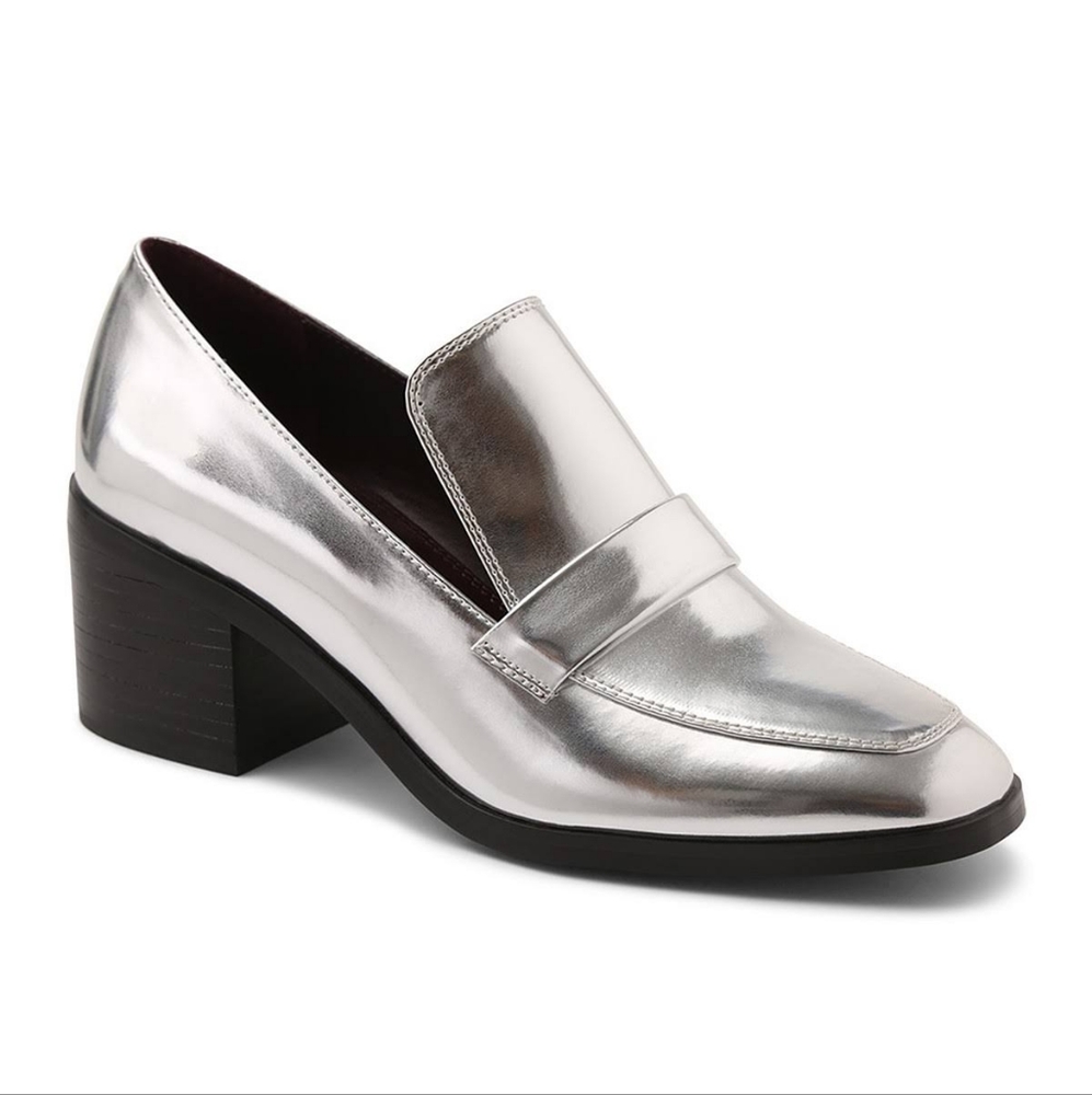 Kensie Holland Sliver Metallic Loafer Heel SZ9